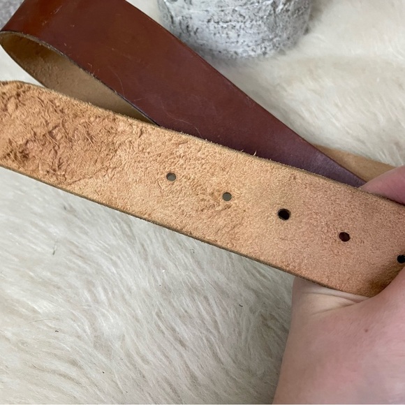 Women's 100% Leather Gold Ram Buckle Boho Indie Unique Belt - Picture 4 of 5